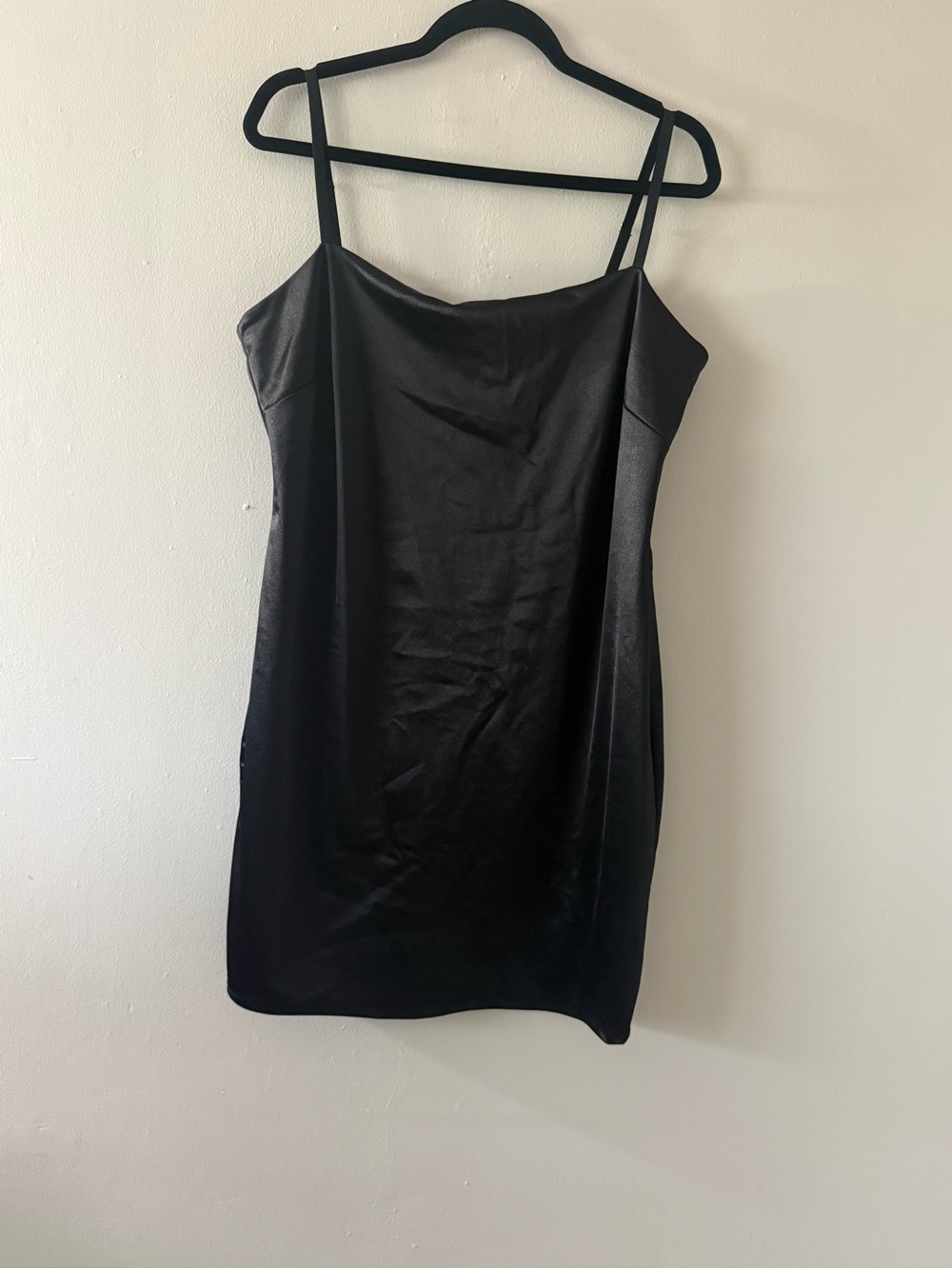 torrid Black Satin Mini Slip Dress with Thin Straps